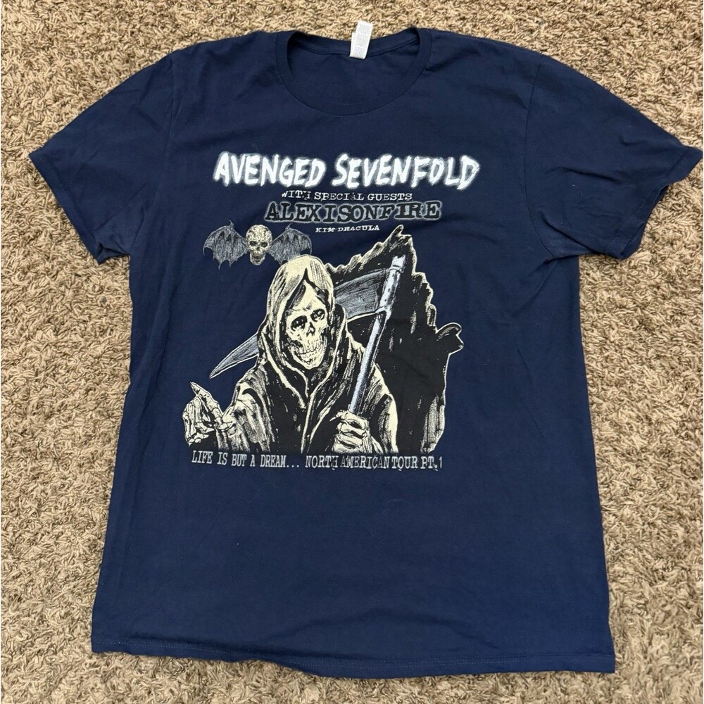 Avenged Sevenfold Life Is But A Dream Tour T-Shirt Band Metal Grunge Skull Sz L